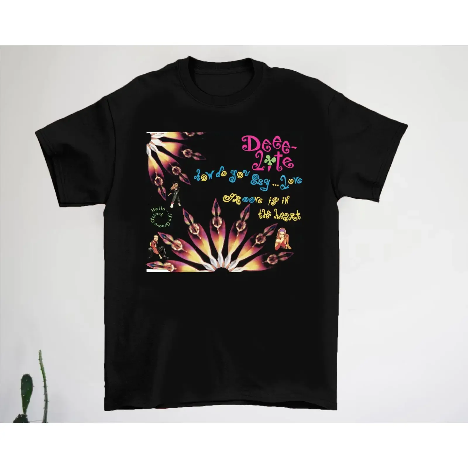 Camiseta Deee Lite Band How Do You Say Love Album, de algodón, para adulto, QX732, vintage, lavada, elástica, suave, transpirable, informal para hombre