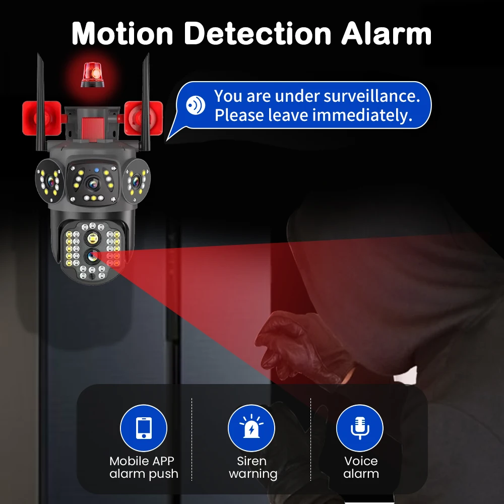 Hongnaer 8MP 4K Dual Lens Two Ways Audio Network Wireless CCTV PTZ IP V380 Pro CCTV Outdoor WiFi Security Camera