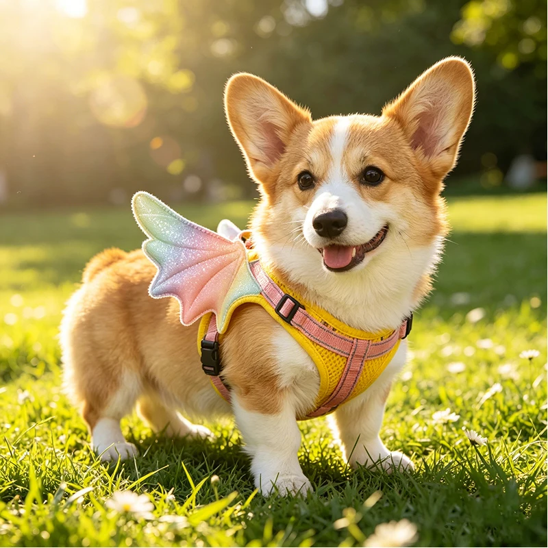 Correa de pecho con alas ángel malla suave ajustable perros y gatos - imagen 5