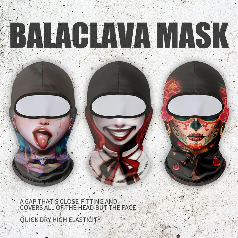 Funny Human Face Balaclava,Sunscreen Helmet Liner, Breathable Full Face Mask for Motorcycle Riding Fishing Ski Outdoor Men Women
