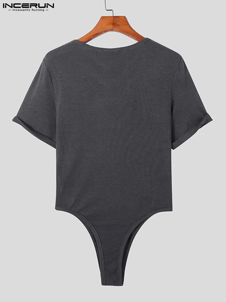 Lässige gut sitzende Herren Overall Incerun heißer Verkauf solide kurze Ärmel bequeme Unterwäsche lässig stilvolle männliche Bodysuit S-5XL