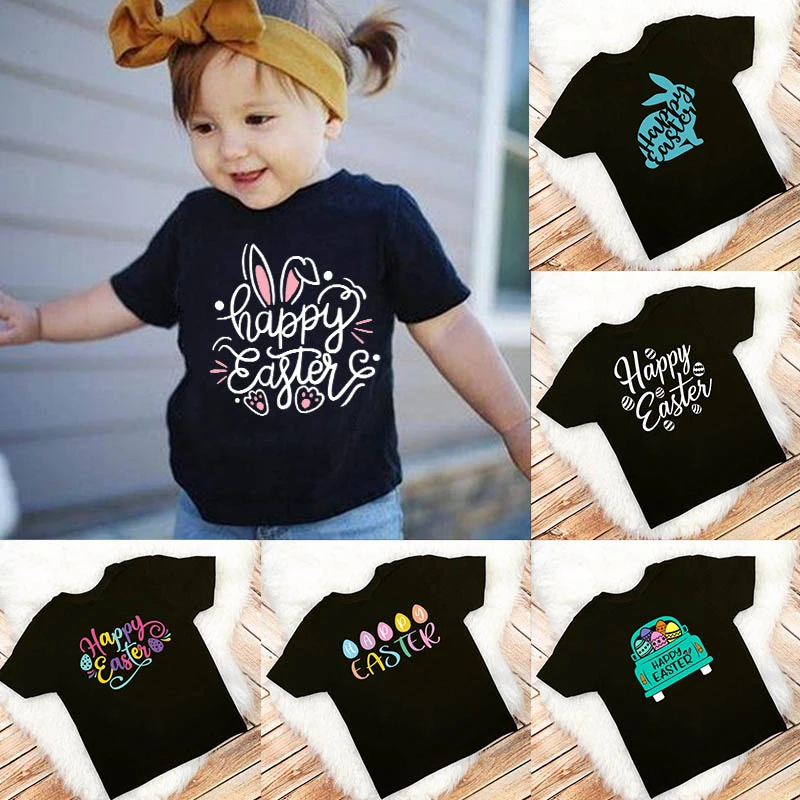 

Happy Easter Children's T-Shirt Bunny Egg Print Boys Girls Easter Outfit Clothes Kids T Shirt Child Baby Toddler Tee Tops Tshirt