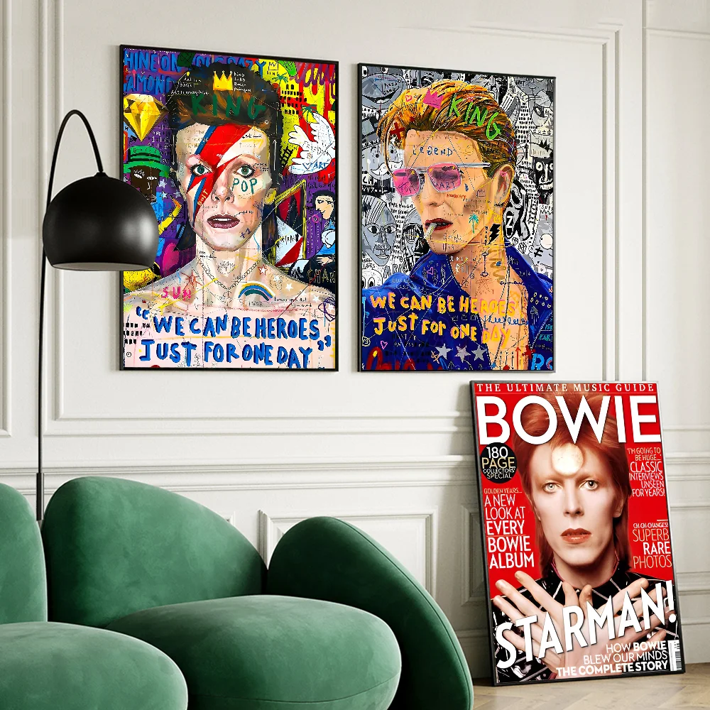 British Rock Singer D-David_B-Bowie Classic Vintage Posters Decoracion Painting Wall Art White Kraft Paper Kawaii Room Decor