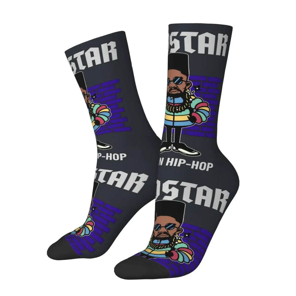 Funny Hip Hop Fashion And Style Men's Socks Vintage Harajuku urban style Hip Hop Seamless Crew Sock Gift Printed tops fugees