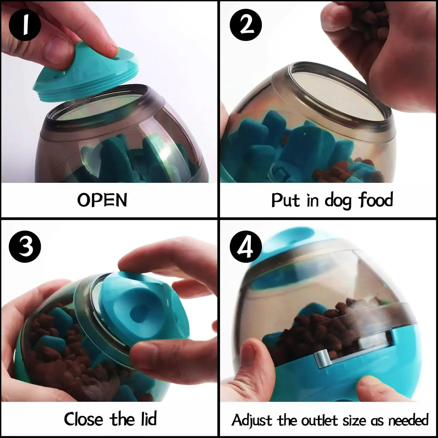 Dog Treat Ball, Adjustable Dog Treat Dispensing Dog Toys, Interactive Food Puzzles Ball for Dogs, Pet Slow Feeder Ball