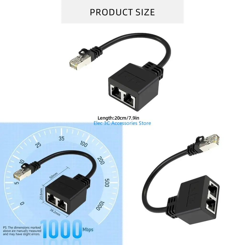 Y51A RJ45 Ethernet Splitter Connectors Adapter Networking Extender Female 1 to 2 Port