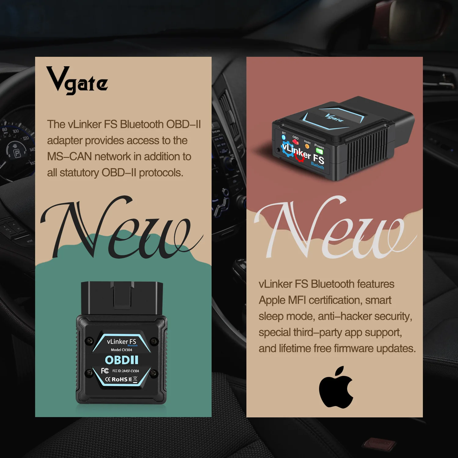 Ferramentas de scanner de diagnóstico de carro Vgate vLinker FS Bluetooth