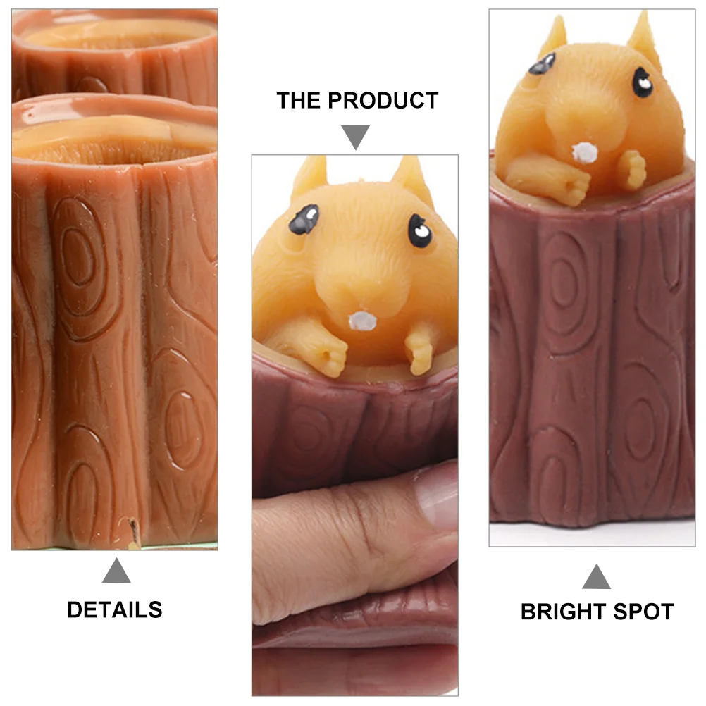 3 Pcs Squirrel Decompression Toy Retractable Plaything Tricky Pressure Relief Toys Stress Reliever Vinyl Material