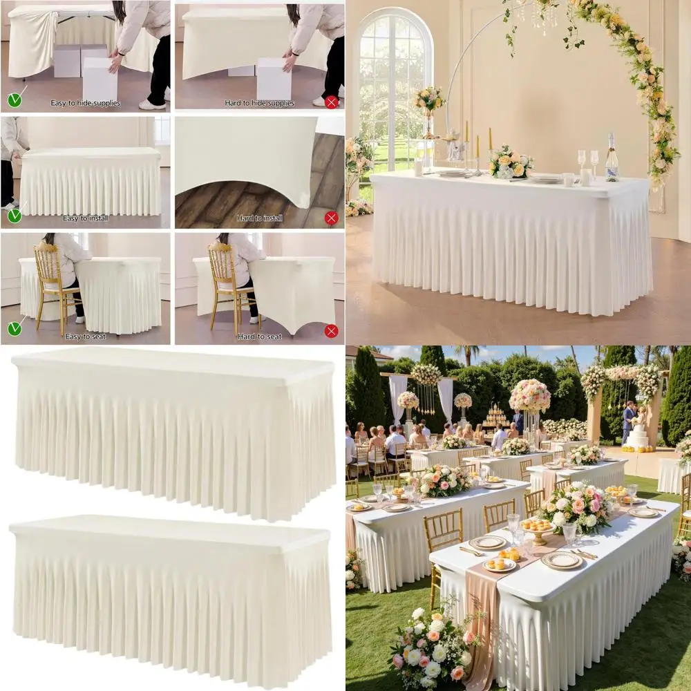 

Скатерть цвета слоновой кости для вечеринок, свадеб, коктейльных вечеринок, банкетов и летних мероприятий - защищает столы