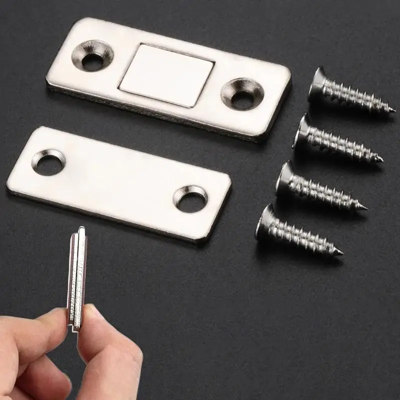 Ultra-Thin Strong Magnetic Cabinet Catch Invisible Door Magnet Latch Screw & Adhesive Sticker Mount for Cupboard Drawer Closet
