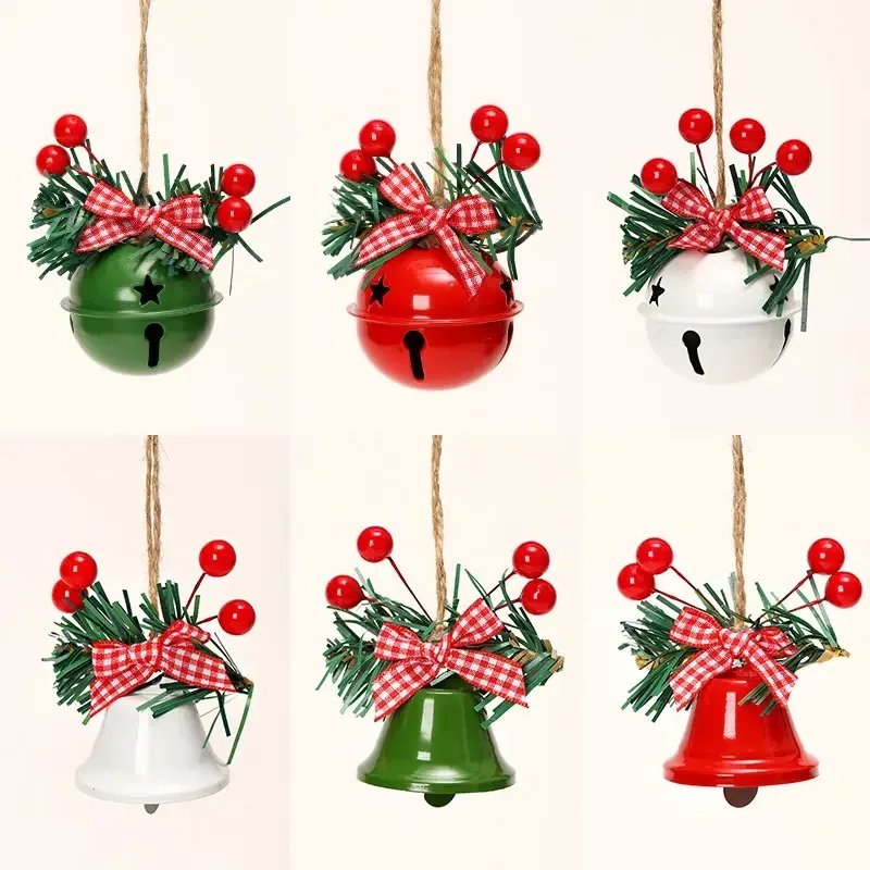 

6PCS Christmas Gift Decoration Pendant Christmas Tree Decoration Gift Cartoon Bow Bell Festival Atmosphere Decoration