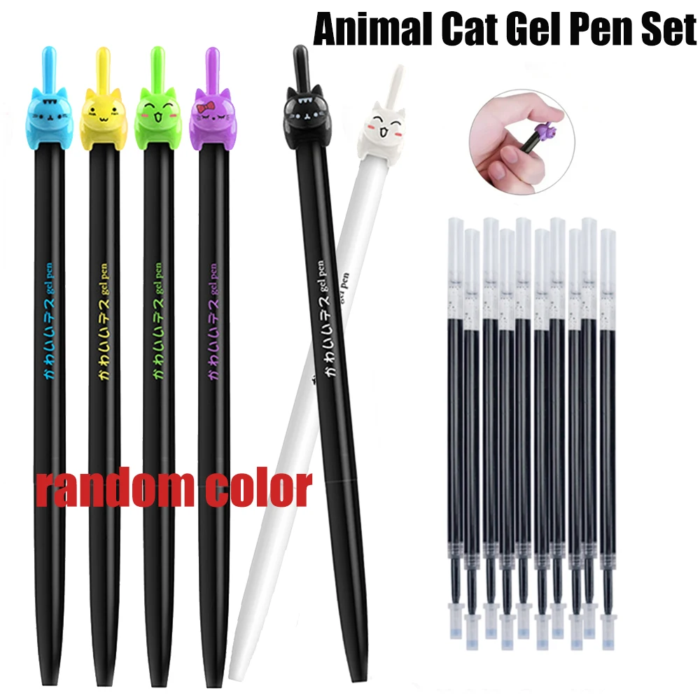 Kreativer Tier-Katzenförmiger 0,5-mm-Einziehstift, schwarze Tinte, schnell trocknende Nachfüllungen, für Bürobedarf und Schreibwaren. – Detail 1