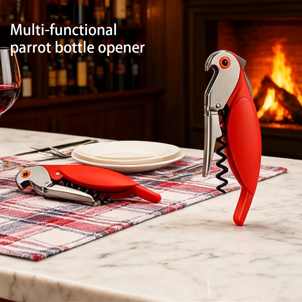 Multi-functional Parrot-Shaped Bottle Opener for Beer & Wine for Kitchen Bar or as a Unique Gift