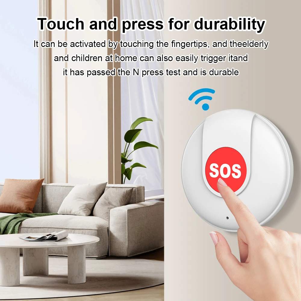 WiFi Smart Panic Button One-Click Emergency Alert Device Wireless Safety Alarm for Elderly Kids APP Control White Black Optional