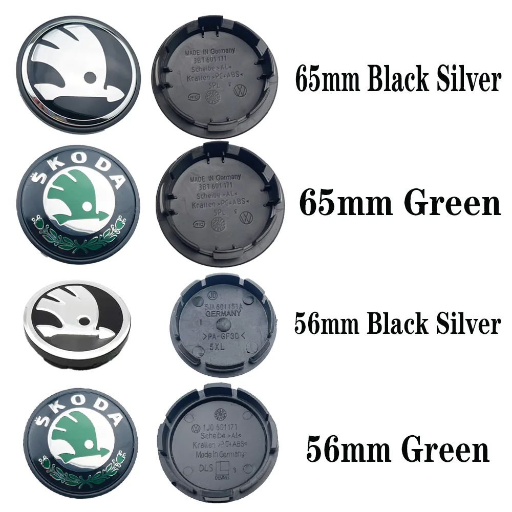 4Pcs/Lot 56mm 60mm 65mm Car Wheel Center Cap Logo Hub Cover Badge Emblem For Skoda 1J0601171 3B7601171 Styling Accessories