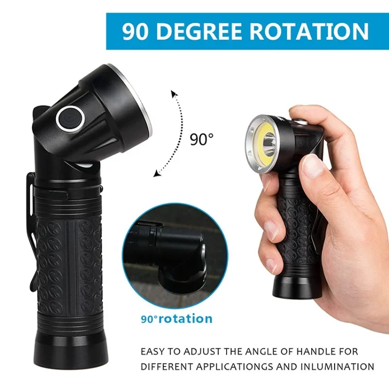 Multi-functional Portable Work Light Rotating LED Flashlight with Magnet White/Red Light for Outdoor Camping