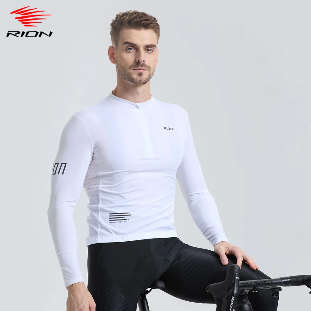 

RION Men's Cycling Jersey Long Sleeves MTB Jerseys Bike Shirts UPF 50+ Sun Protection Pro Team Uniform Mountain Bicycle Clothing