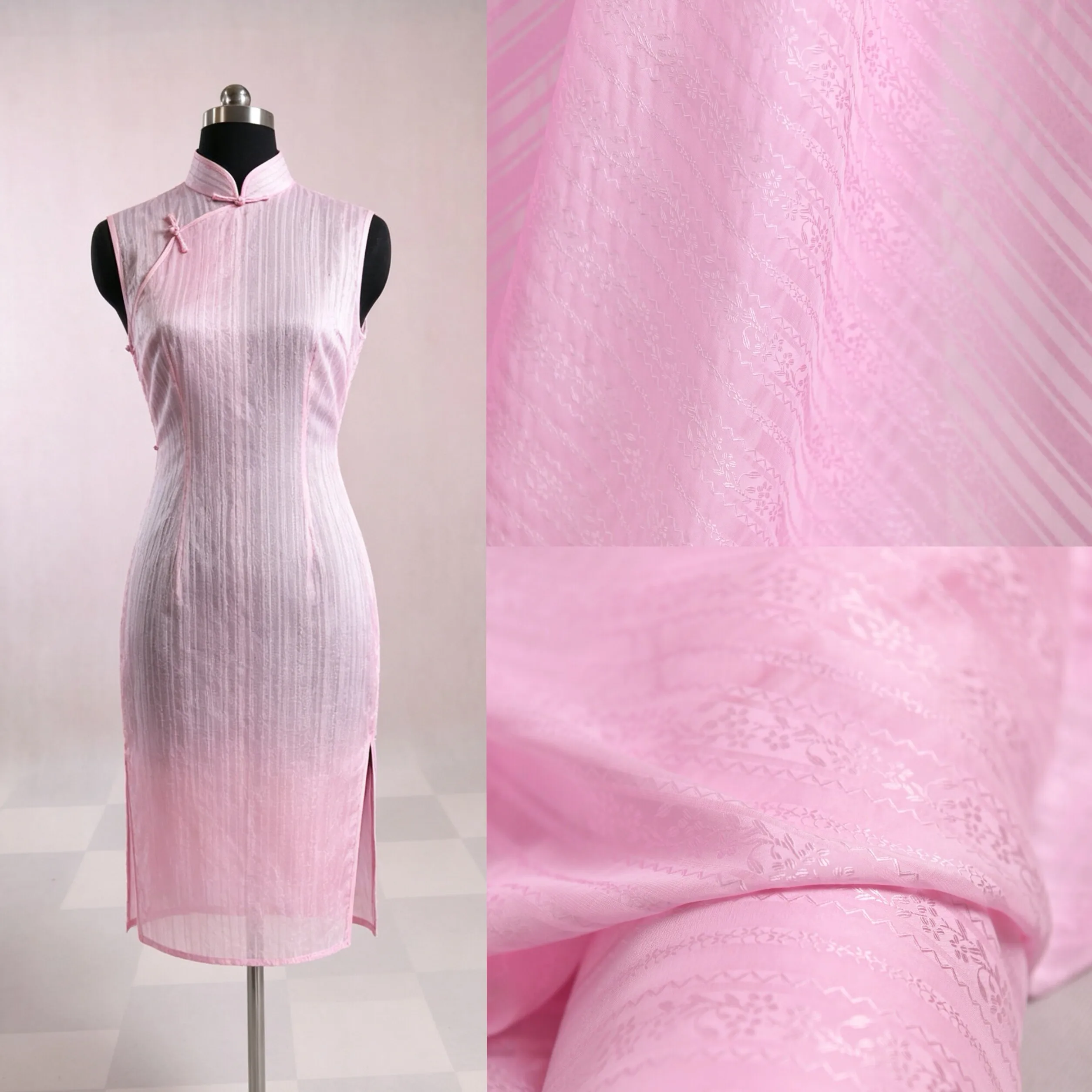 3m Txl Silk Satin Stripe Organza Fabric Heritage Jacquard Pattern Light Shadow Emerging Peach Island Designer Material