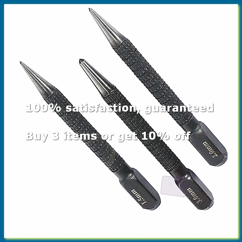 3pcs High-carbon Steel Center Punch Set 10cm Non Slip Center Punch For Alloy Steel Metal Wood Marking Drilling Tool-A62I