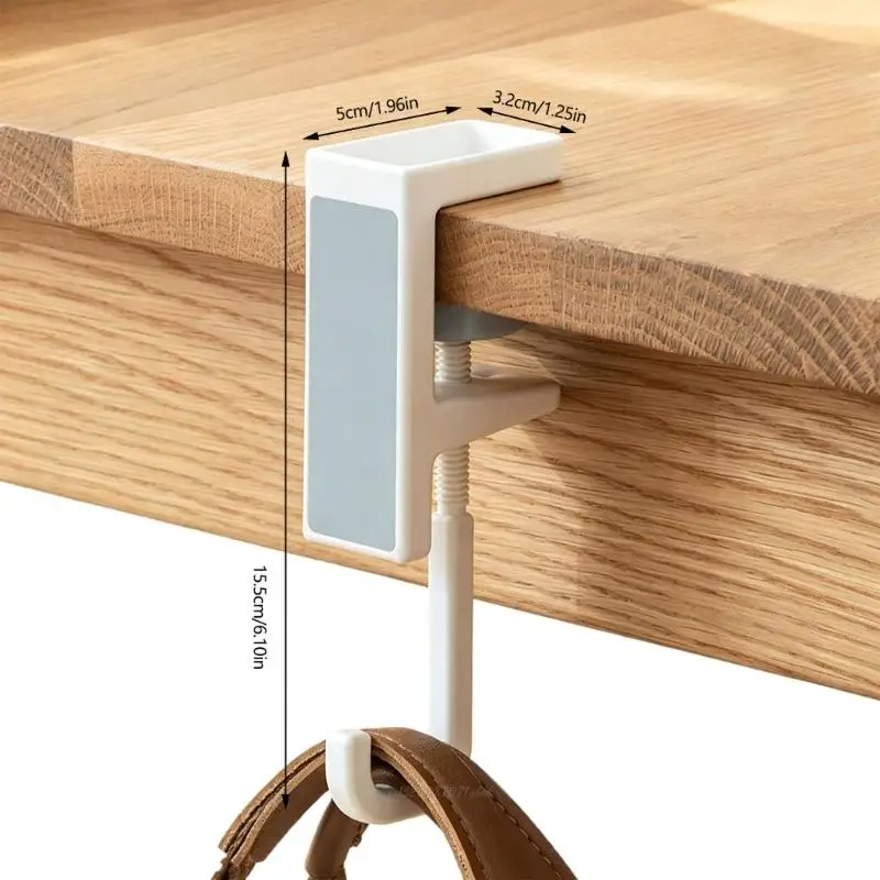 X5XA Under Desk Bag Hanger, Adjustable Desk Bag Hook for Easy-Setup Table Storage in Study Spaces