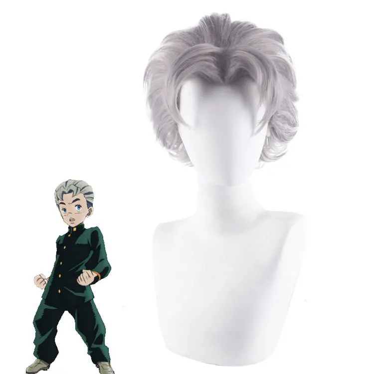 

Synthetic Grey Short Wig Layered Fluffy Anime Style Wavy Hair Cosplay Costume Party Heat Resistant Fiber