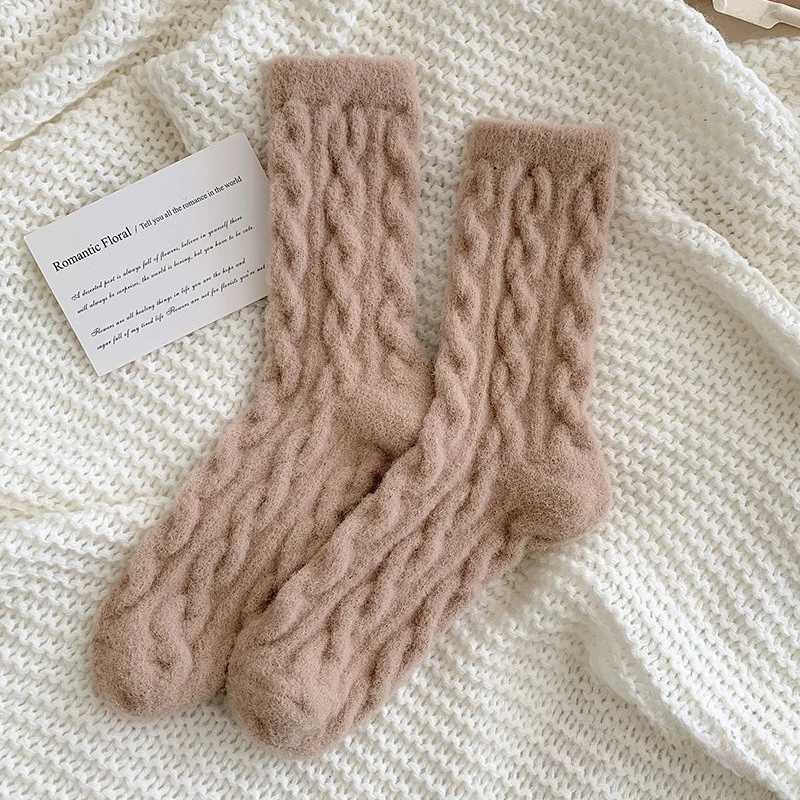 9 أزواج الشتاء الجوارب السميكة للنساء بلون النمط الياباني الصوف الدافئة المنزل الطابق النوم الجوارب الكبار الحرارية امرأة الجوارب #5
