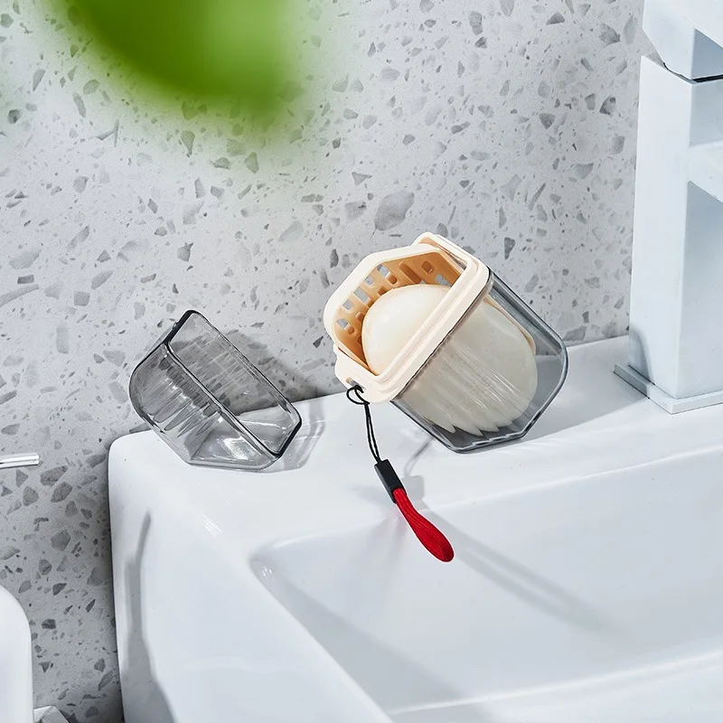 Double Layer Portable Drain Flap Soap Box Travel Multifunctional Soap Box Creative Soap Box