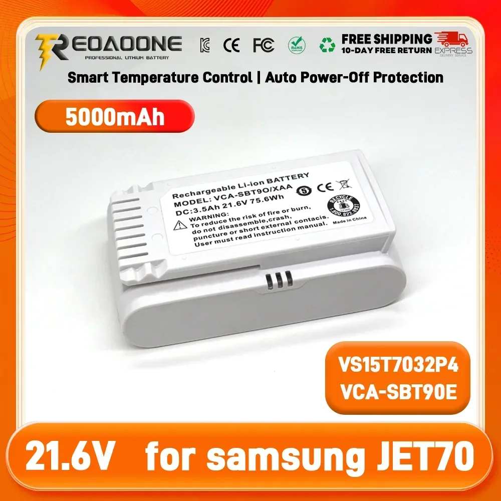

New 3500mAh Li-ion Battery for Samsung VCA-SBT90E Stick Vacuum Cleaner, Compatible with Jet70/+ Models.