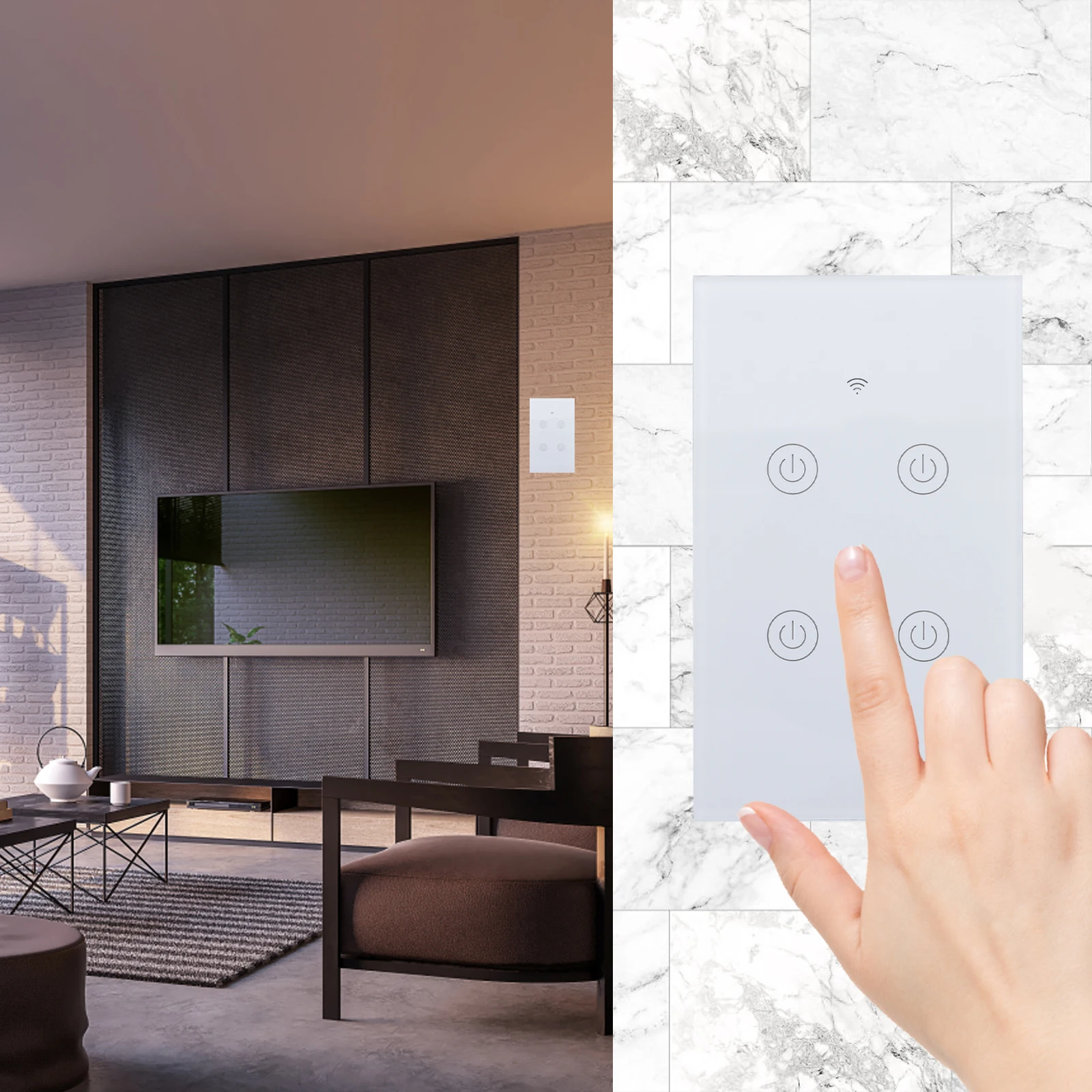 

Switch Wifi App Control Touch Screen Light Timer Automation Remote Control Wall Mount Intelligent