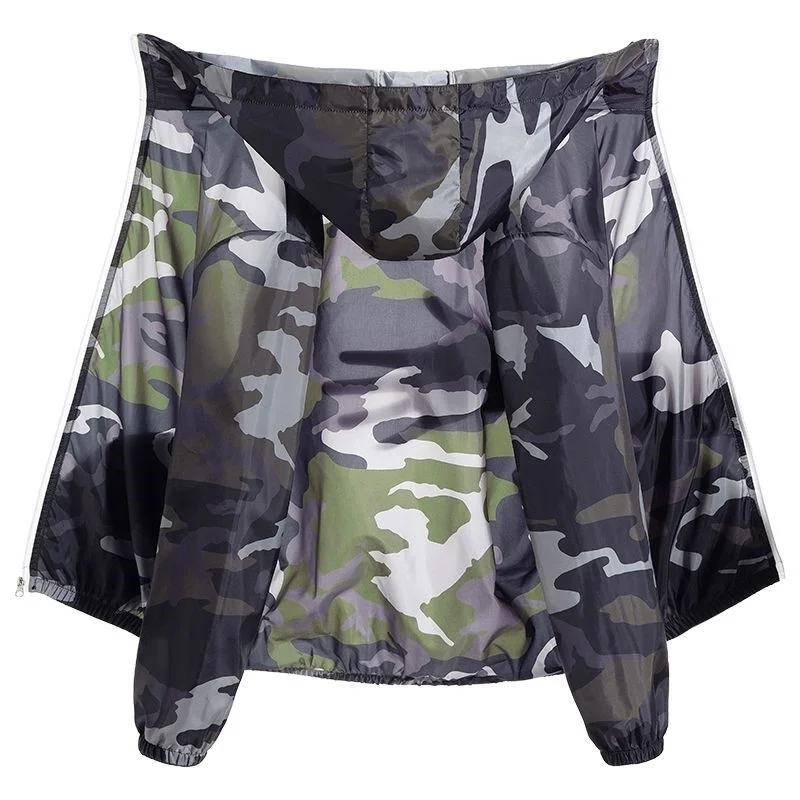 

Men's Camouflage Lightweight Breathable Qui Dry Summer Sun Protection Jaet Outdoor Fiing UV Protection Coat Loose Fit H...