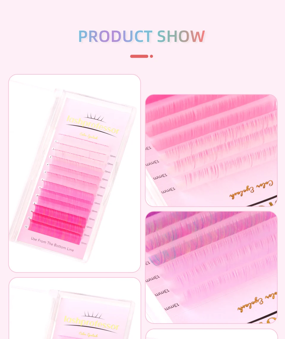 Farbige Einzelwimpern mit Farbverlauf für Cosplay, Nerzwimpern für Make-up in Gelb, Rot, Grün, Lila, Blau, Braun, Rosa, Wimpernverlängerung – Detail 12