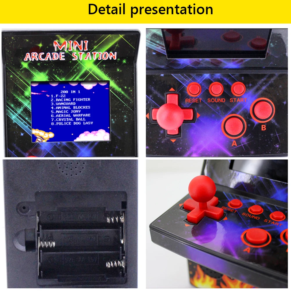 8-Bit Portable Retro Gaming Console Built-in 200 Classic Games Game Machine 2.5inch Screen Video Game Console for Childrens