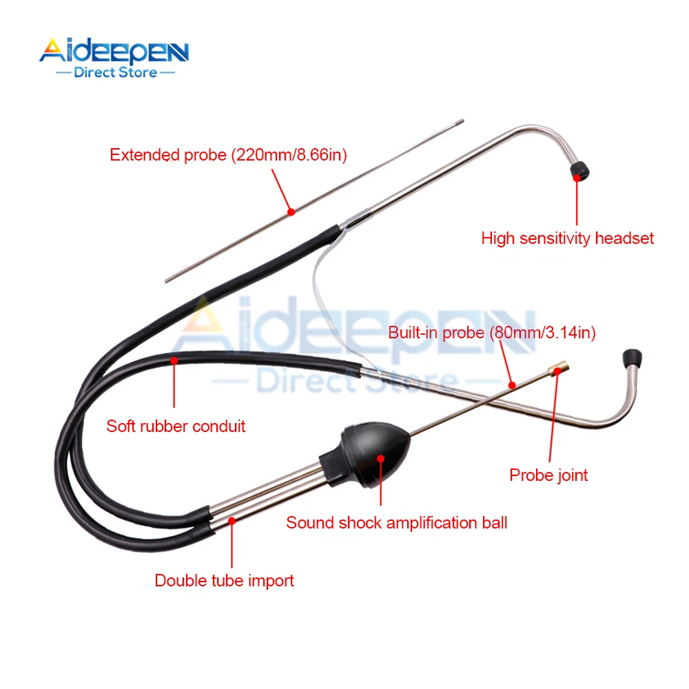 10HZ-10KH Auto Cylinder Stethoscope Mechanics Stethoscope Car Engine Block Diagnostic Automotive Hearing Car Abnormal Noise Tool