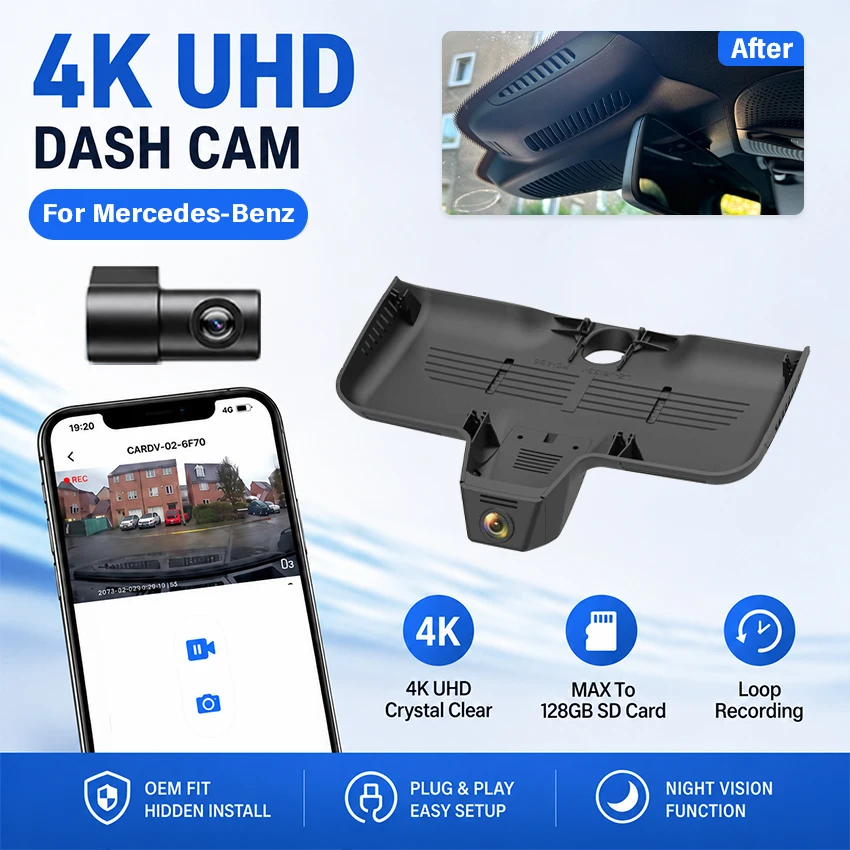 Car DVR Dashcam Video Recorder For Mercedes‑Benz AMG C‑Class W205 2015‑2019 Auto Vehicle Driving Recorder Interior Exterior