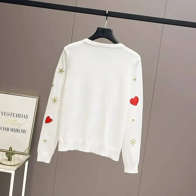 Women Sweater Autumn New Long Sleeve Femme Knitwear Mujer Cardigan Leisure Jacket Bee Flower Embroidery Top Jumpers