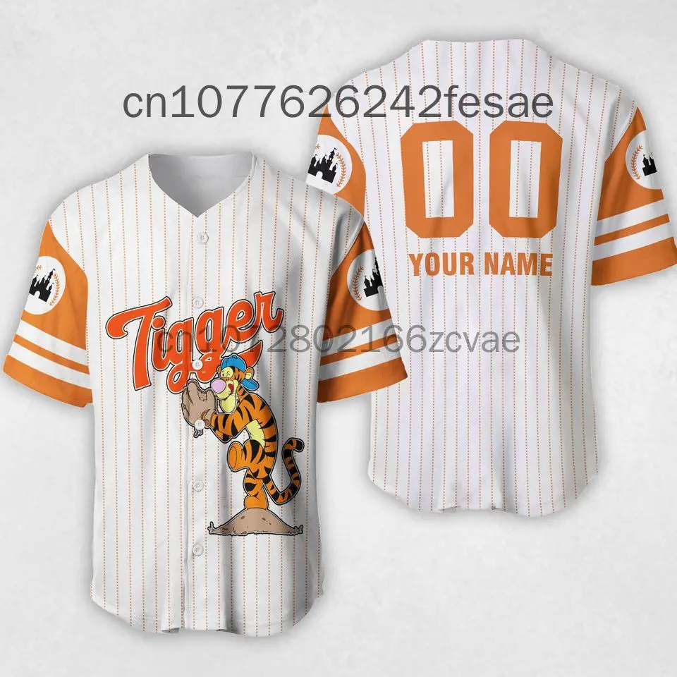 Tigger White Yellow Disney Baseball Jersey Tigger Winnie The Pooh Black Orange Disney Unisex Cartoon Graphic Casual Outfits