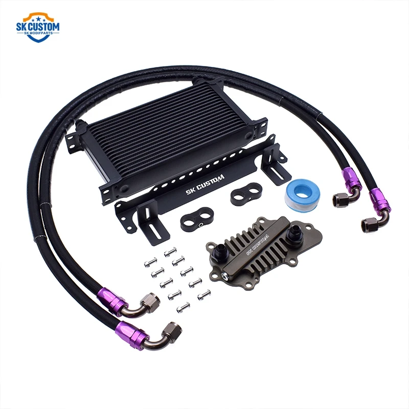 MSSK CUSTOM Racing Aluminum Engine Oil Cooler Kit for Jeep Cherokee WK2 Dodge 3.0L CRD 3.6L Pentastar V6 Radiator Kit
