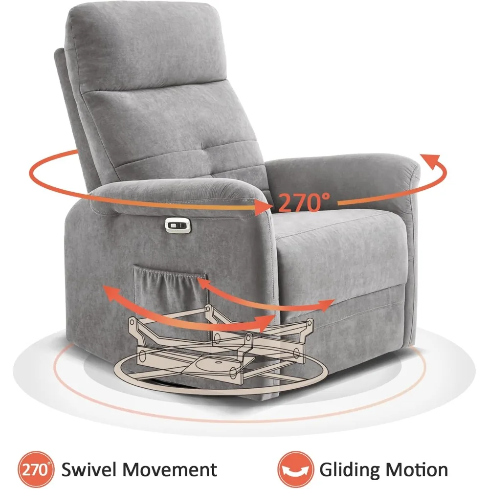 كرسي طائرة شراعية دوار كهربائي، كراسي كرسي هزازة كهربائية مع منافذ شحن USB لغرفة المعيشة والحضانة