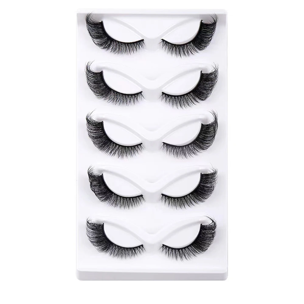 5 pairs of popular fox eye fake eyelashes, naturally thick eyelashes, simulated cat eye eyelashes