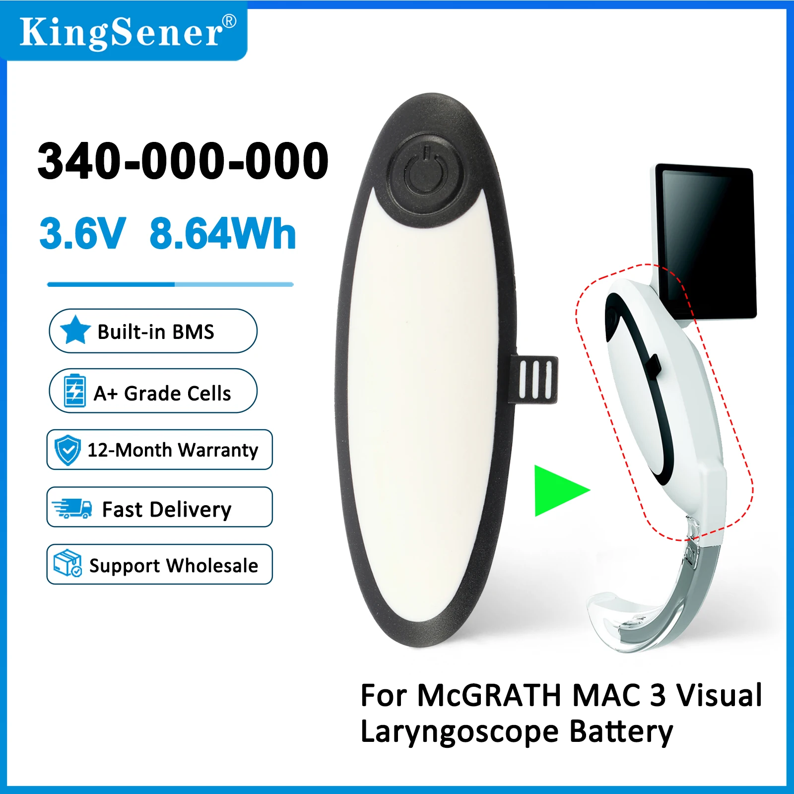 3.6V 2400mAh 340-000-000 301-000-000 Battery For Li-ion McGrath MAC MAC3 MCGRATHMAC3 Surgical Device