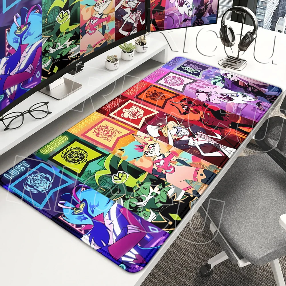 Animation Dark H-Helluva Boss Mouse Pad Gamer Room Decoration Mousepad Extended Gaming Locking Edge Thickened Washable Desk Mats