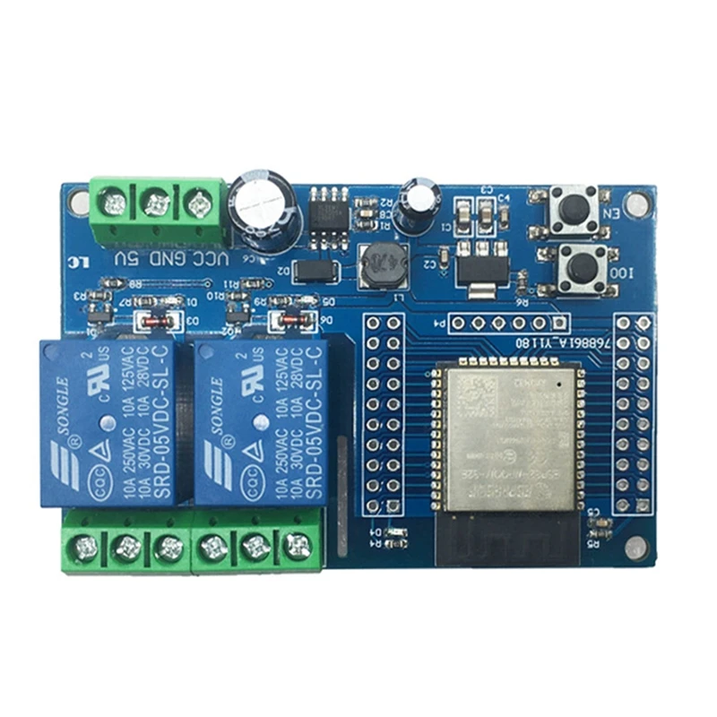 A73T デュアルチャンネル WIFI リレーモジュール ESP32-WROOM 開発ボード二次開発 DC5-60V 電源