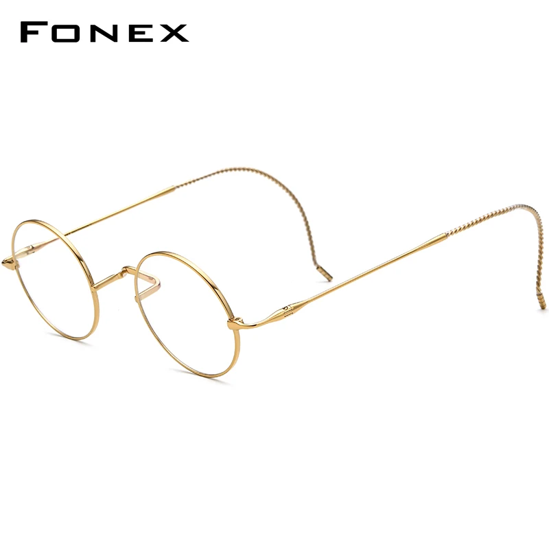 FONEX B Titanium Glasses Frame Men Retro Small Round Eyeglasses Women Vintage Harri Potters Eyewear F85725