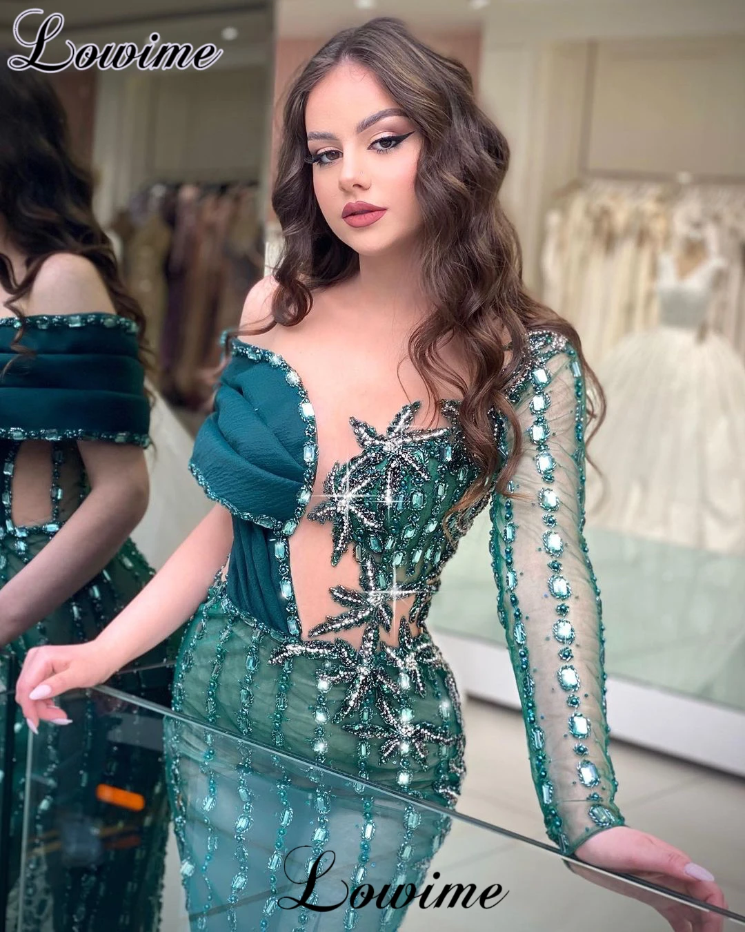 Arabic Green Fully Crystals Celebrity Dresses For Women 2023 One Shoulder Red Carpet Runway Dresses Robes Du Soir Prom Dresses