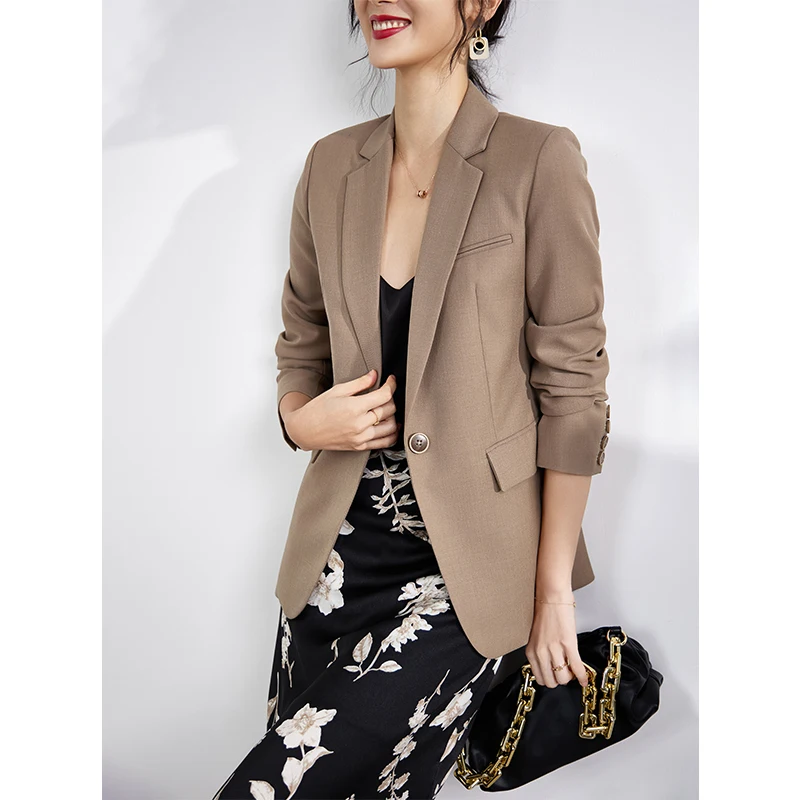 Rocwickline Neue Sommer und Herbst frauen Blazer Formale Solide drehen-unten Kragen Elegante Vintage England Stil Büro Dame blazer