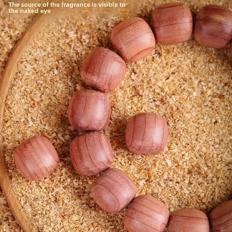 Natural Blood Cedar Wood Cedar Old Men's and Women's Wen Play Meditation Rosary Bracelet Couple Plate Play Hand String Full Pink