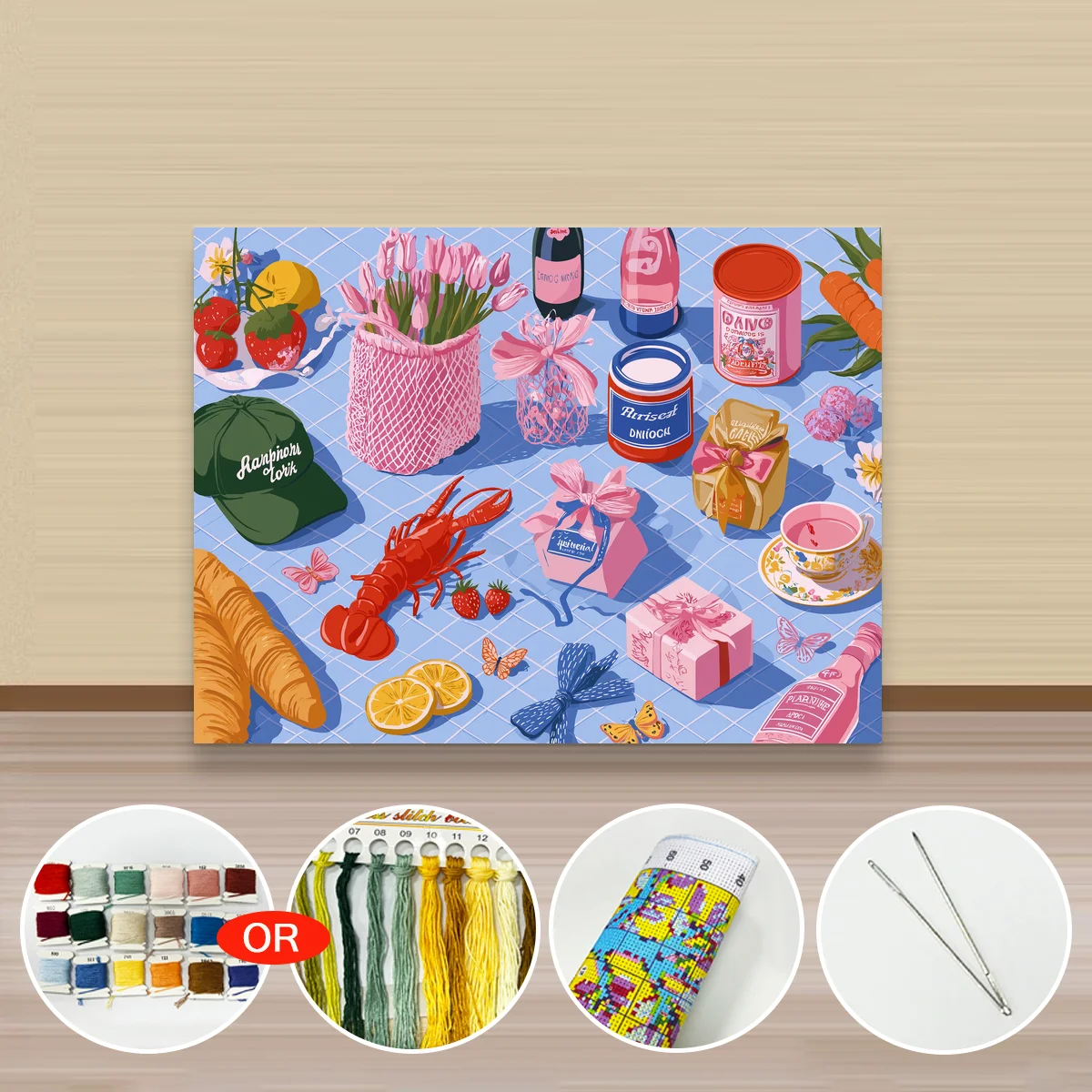 1 Stück 30x40cm/11,8x15,7 Zoll, 11Ct/14Ct Kreuzstich-Set, DIY Valentinstagsgeschenk, Stickerei-Set für Festlichkeiten, Rosa Pixel-Artikel – Detail 2
