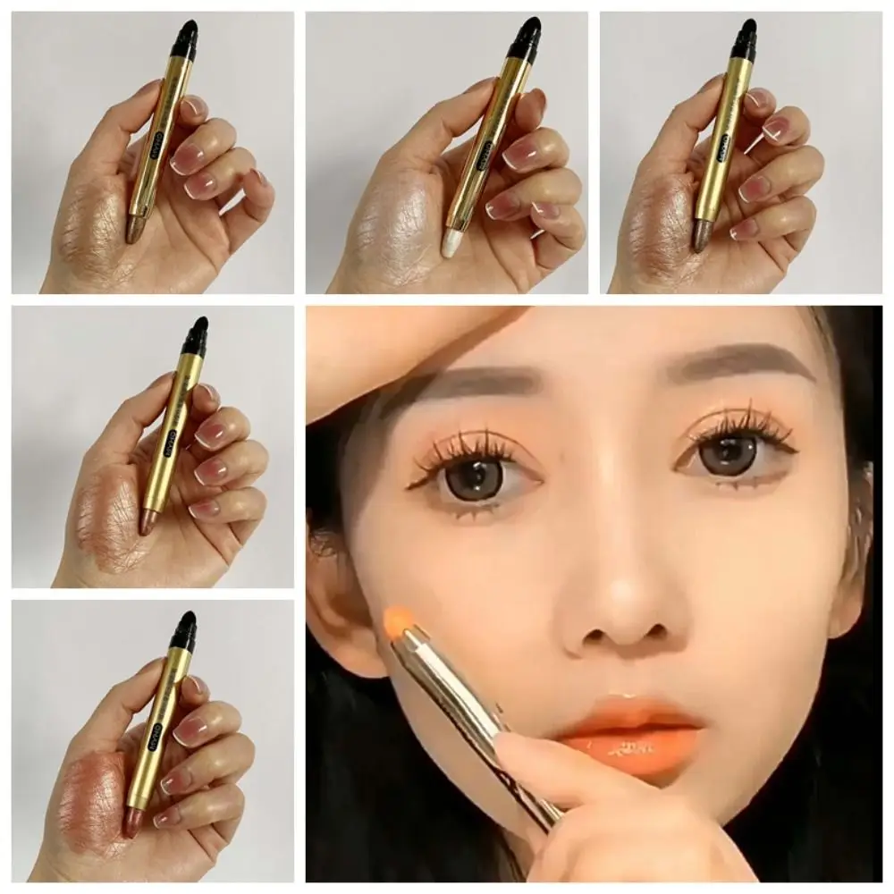 กันน้ํา Glitter Eye Shadow ปากกา Anti-Oil Double HEAD Eye Shadow Sticks Contour ยาวนาน Aegyo Sal Highlight Sticks Lip