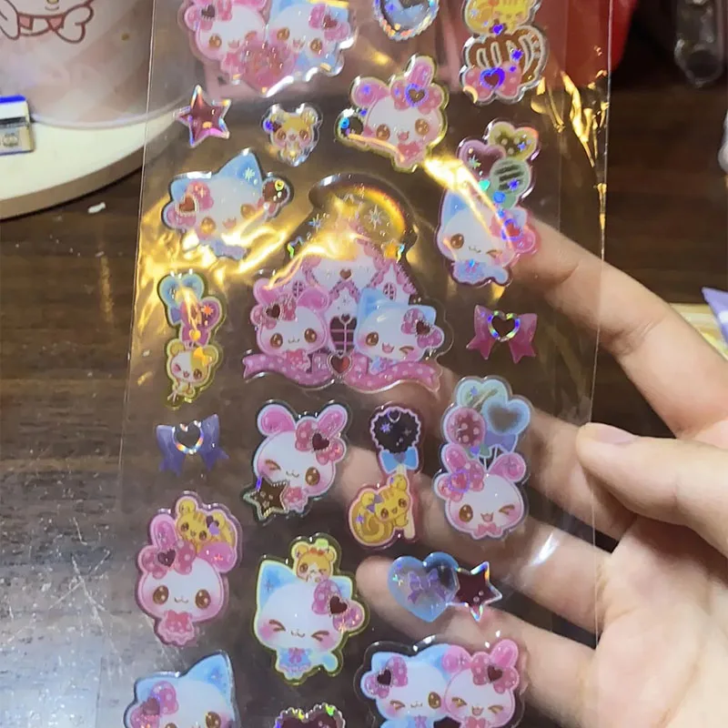 اليابانية Kawaii Fuwa Fuwa Shabon Uschan الرجعية سلسلة ملصقات الإبداعية الكرتون القط الأرنب جراب هاتف ملصقات المكافآت الزخرفية