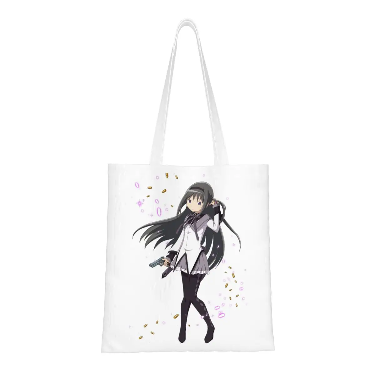 

Unisex Mahou Shoujo Homura Akemi Tote Bags Large Capacity Madoka Magica Anime Shopping Bag for Ladies Handbags